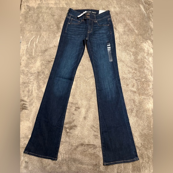 American Eagle Low Rise Kick Boot Jeans 896 - Dark Wash - 4 X-Long (27) - Picture 3 of 8